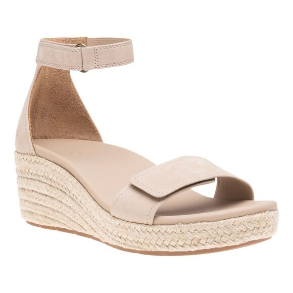 NEW ABEO Womens Size 7 Riviera Ankle Wedge Sandal w Metatarsal Pad Sand Nubuck - Picture 1 of 10